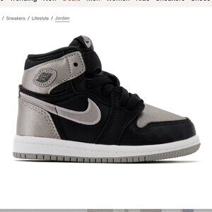 NEW Nike Jordan 1 retro high OG TD toddler gray black satin shadow 7C